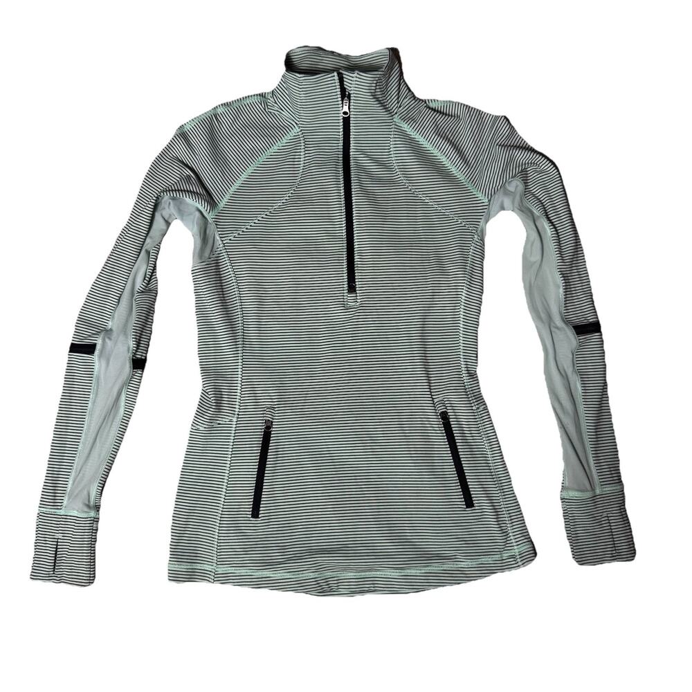 Lululemon Green Race With Grace 1/4 Zip Pullover Long Sleeve Shirt 8 Womens
